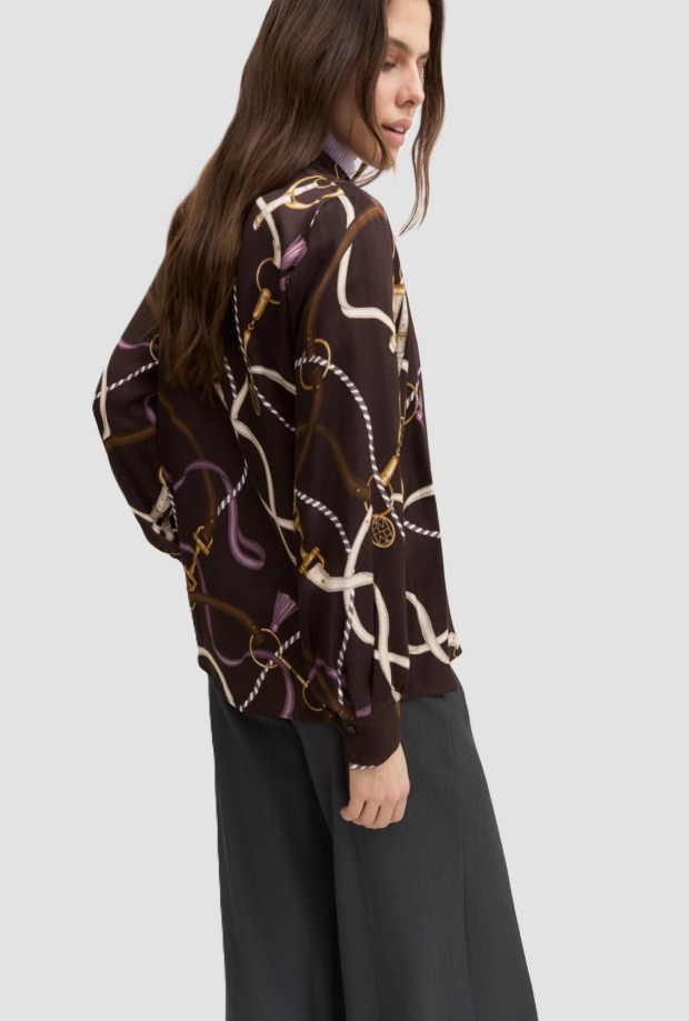 Camicia donna marrone in twill di viscosa 