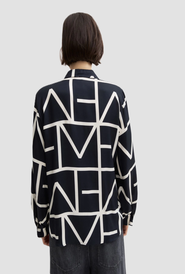Camicia donna blu in twill di viscosa 