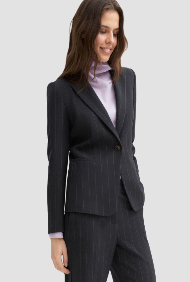 Blazer donna gessato blu 
