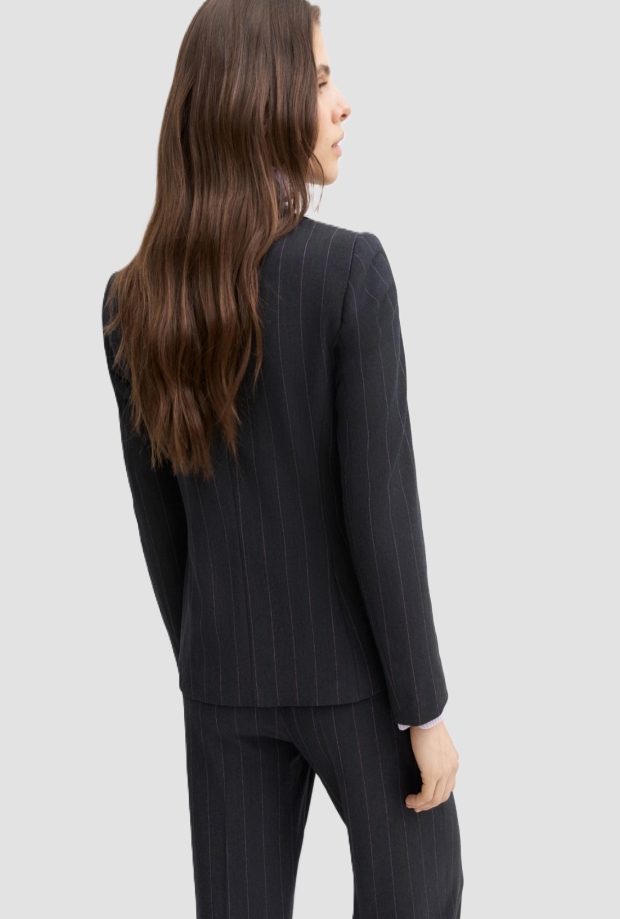 Blazer donna gessato blu 