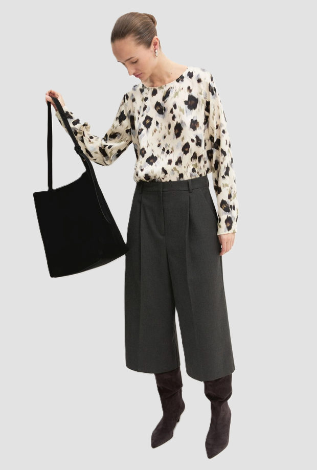 Blusa a fantasia donna bianco lana 