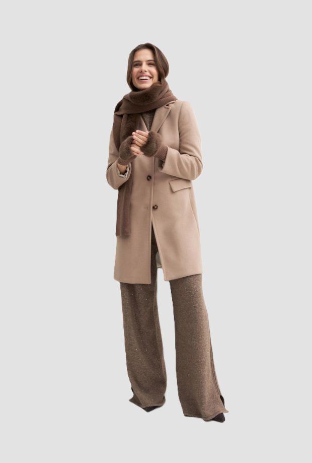 Cappotto donna in jersey nocciola 