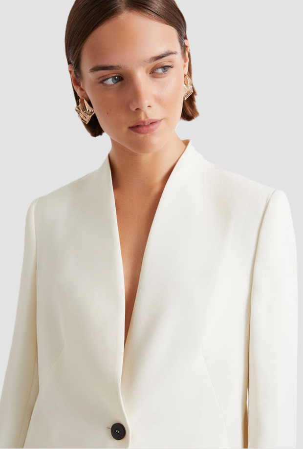Giacca in satin donna bianco lana 