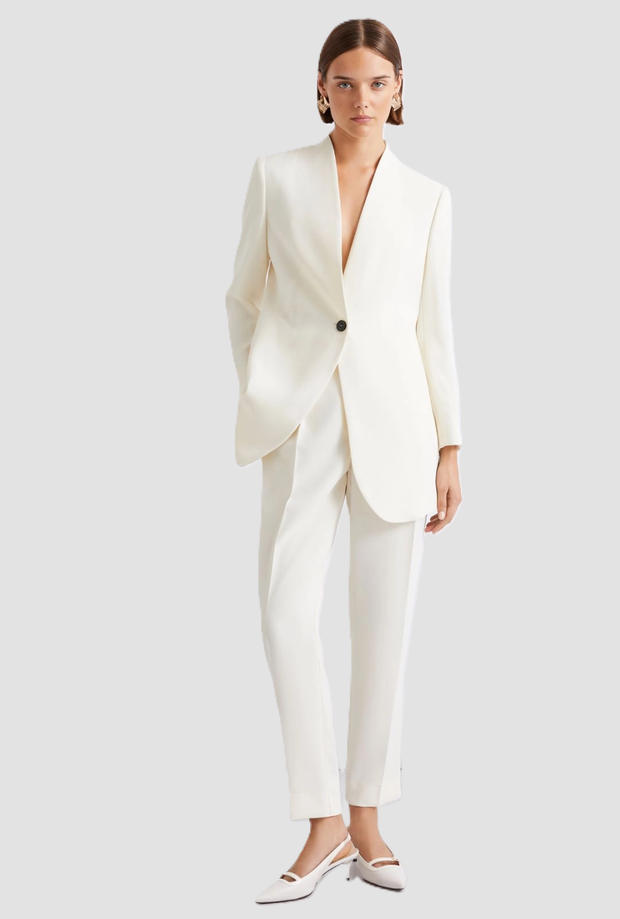 Giacca in satin donna bianco lana 