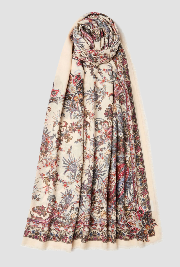 Scialle con stampa floreale donna beige 