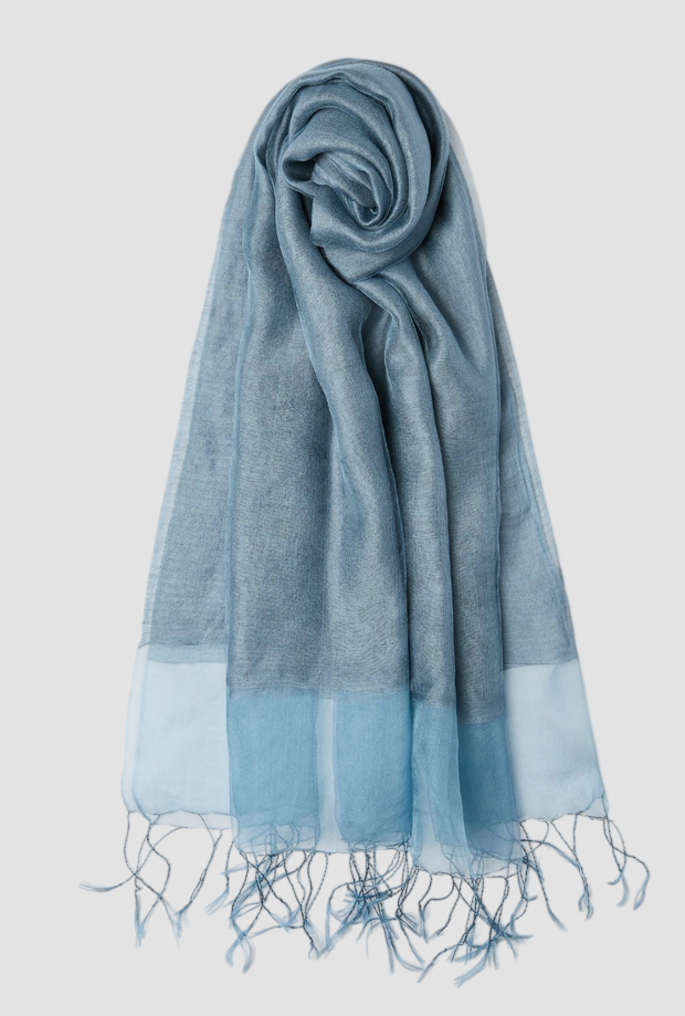 Stola in misto seta donna azzurro 