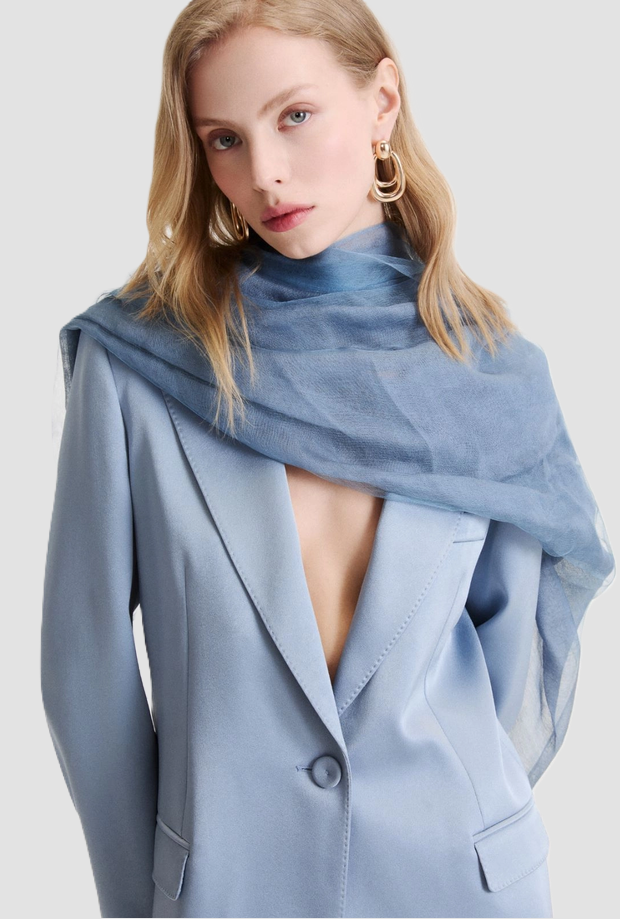 Stola in misto seta donna azzurro 