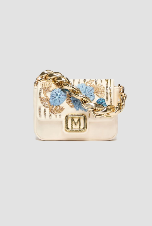Borsa Le Muse small con ricami donna bianco 