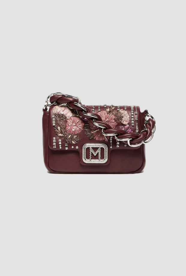 Borsa Le Muse small con ricami donna bordeaux 