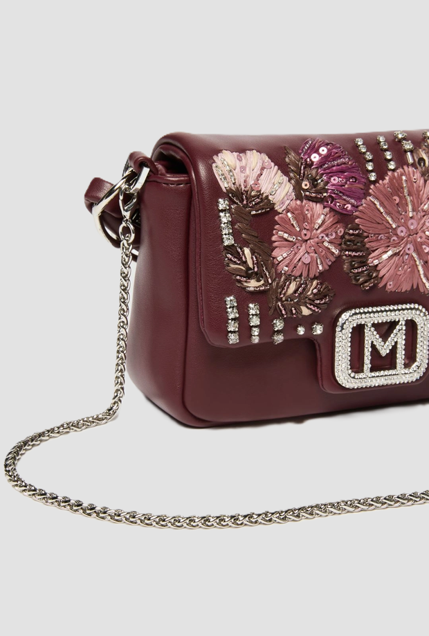 Borsa Le Muse small con ricami donna bordeaux 