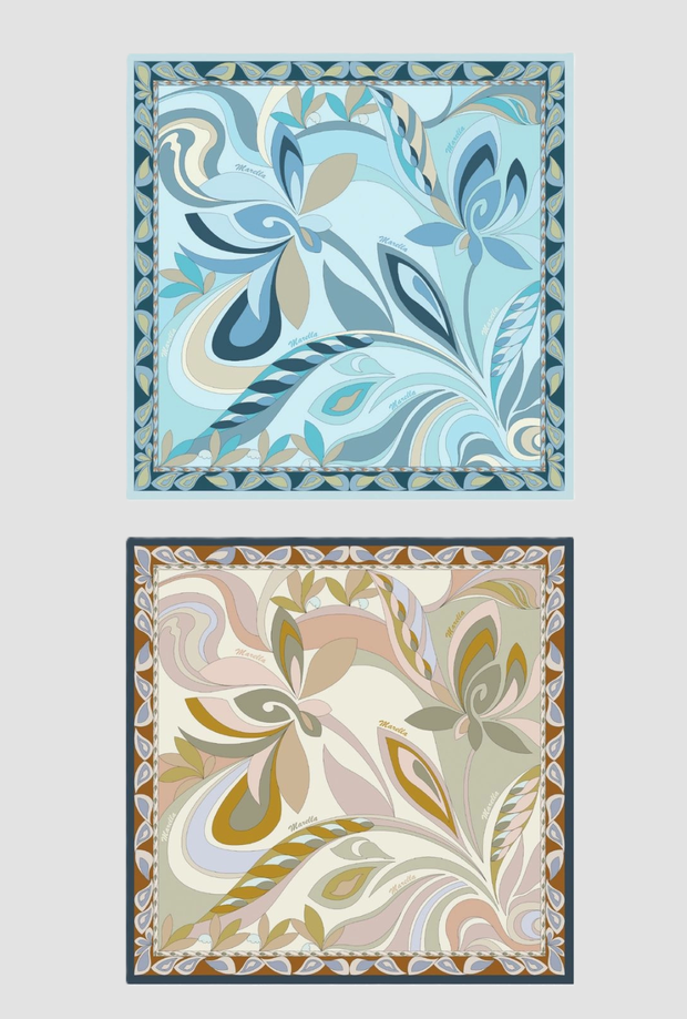 Foulard reversibile donna azzurro-beige 