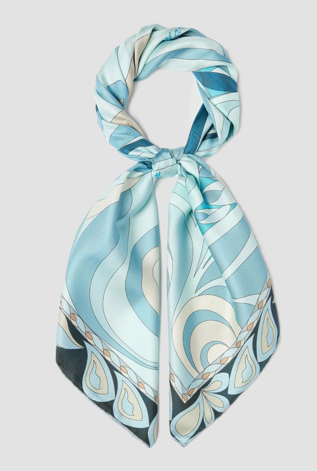 Foulard reversibile donna azzurro-beige 