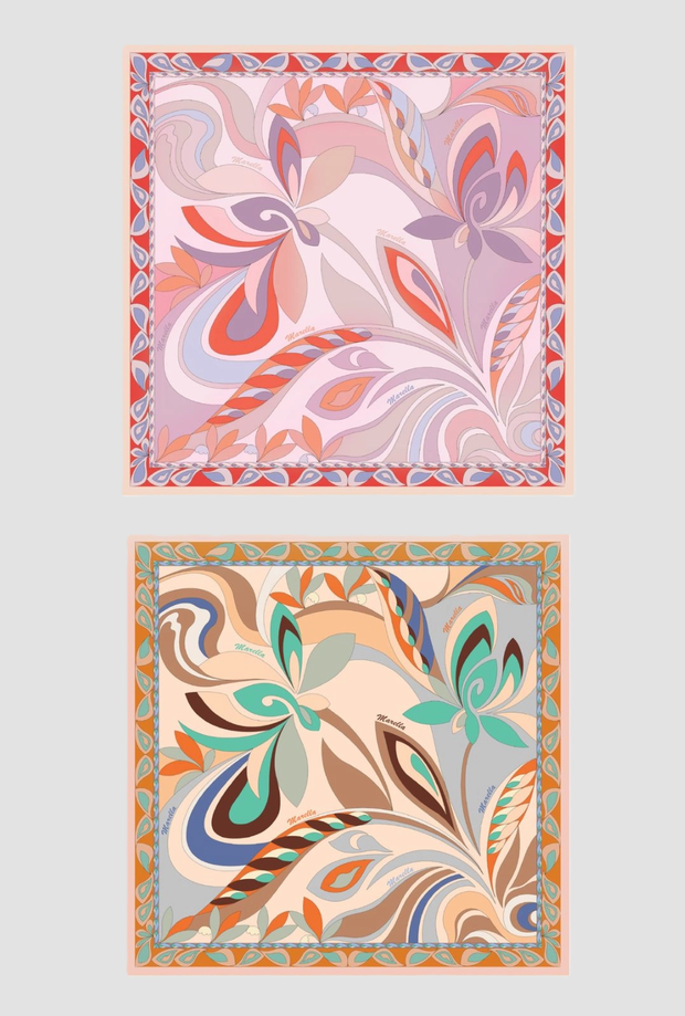 Foulard reversibile donna rosa-arancio 