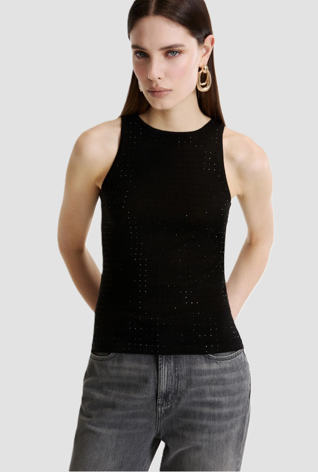 Canotta misto lana donna nero 