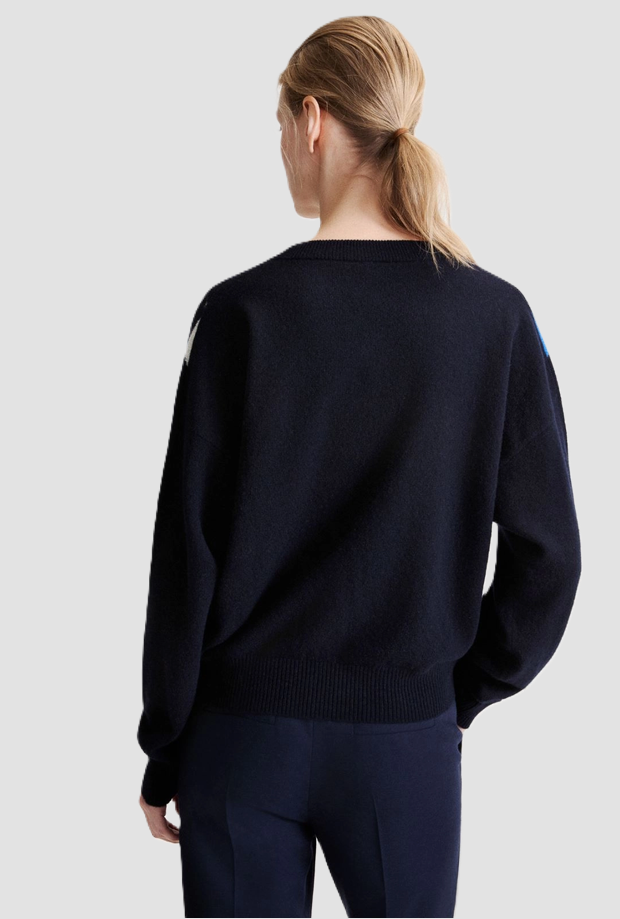 Maglia con scollo a V donna blu 