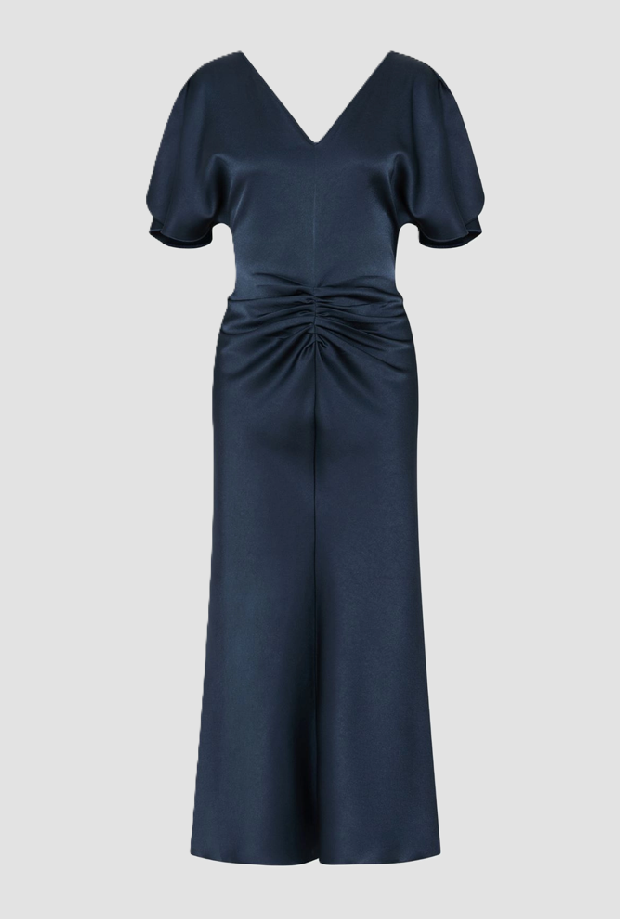 Abito in raso leggero donna blu notte 