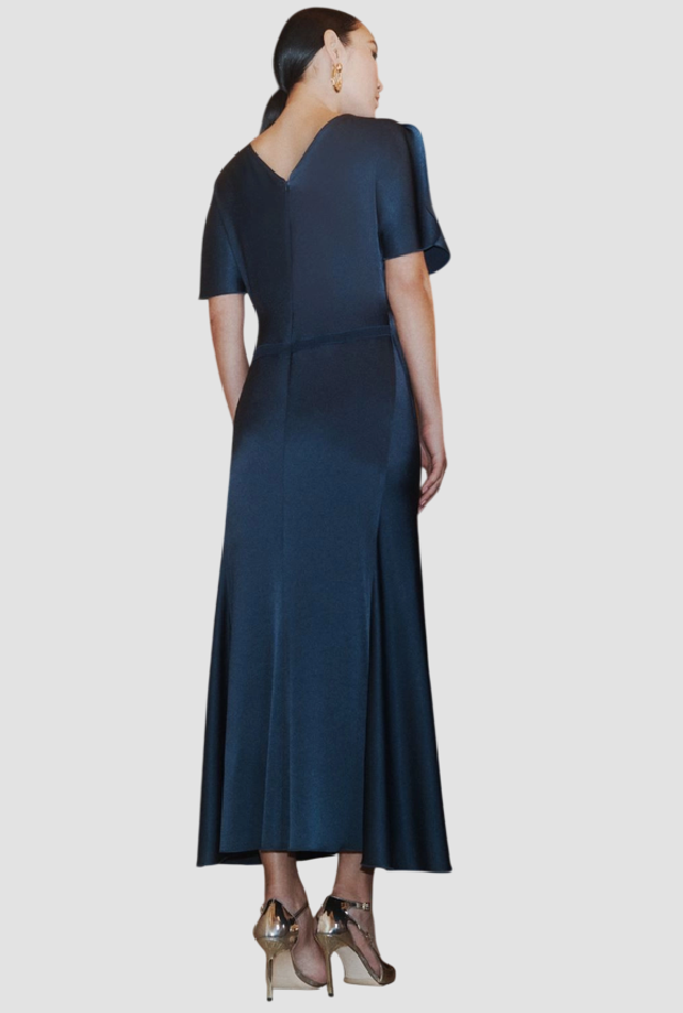 Abito in raso leggero donna blu notte 