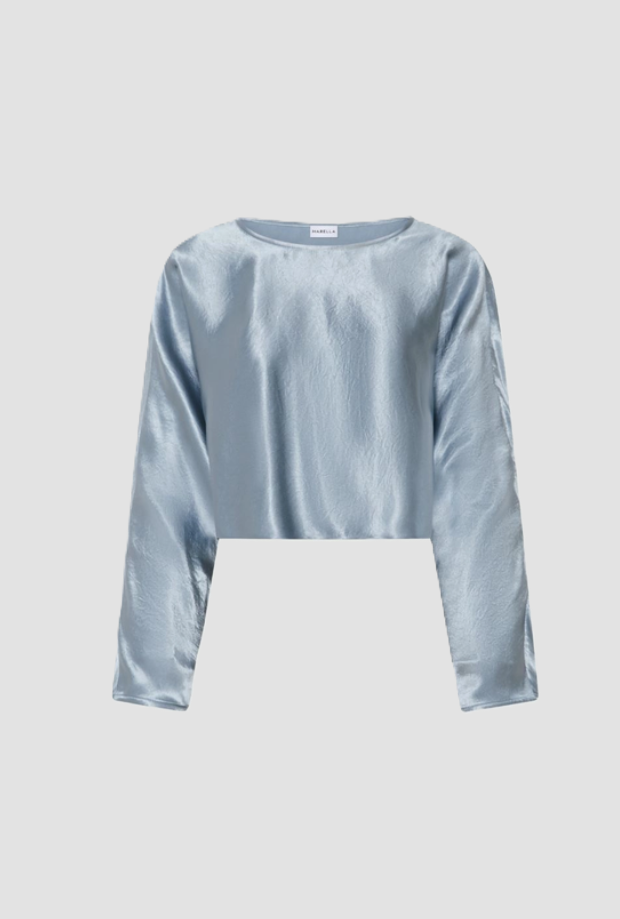 Blusa in raso donna azzurro 