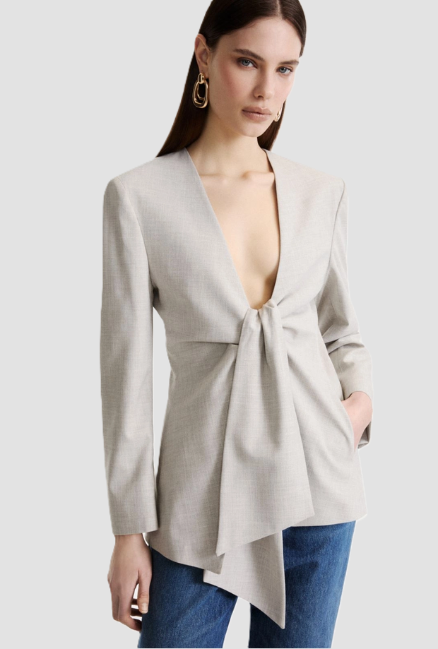 Giacca con nodo donna grigio 