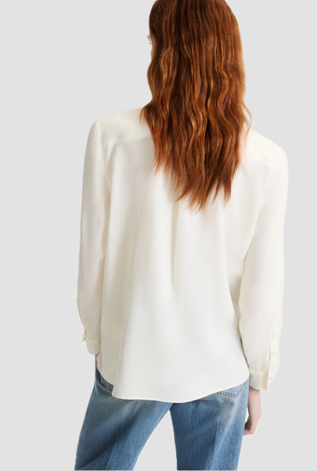 Camicia misto seta donna bianco 