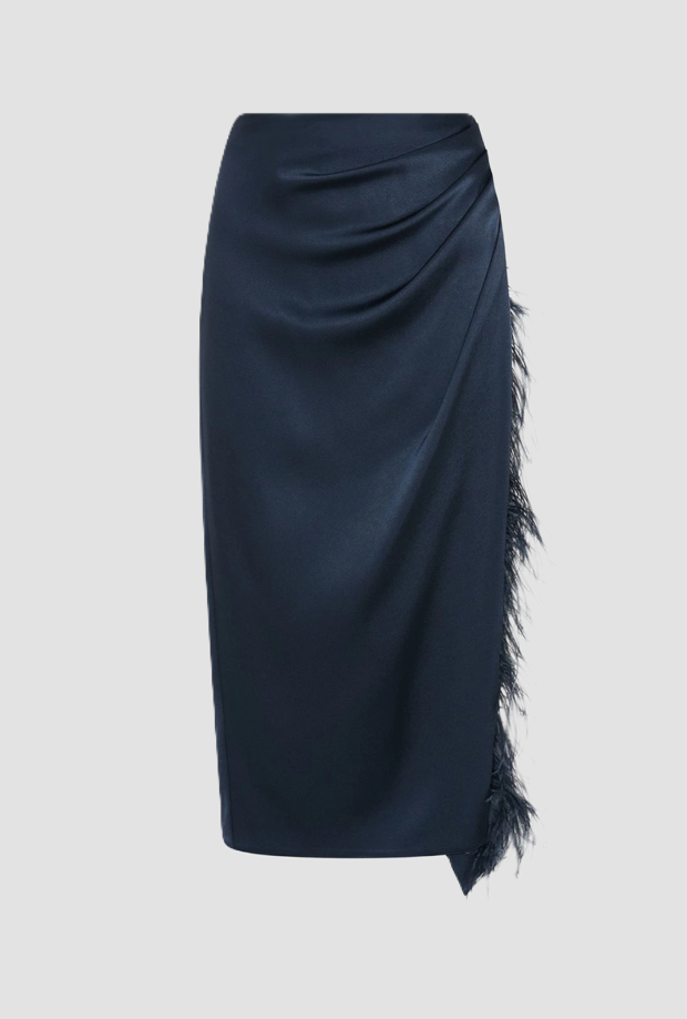 Gonna con piume donna blu aviazione 