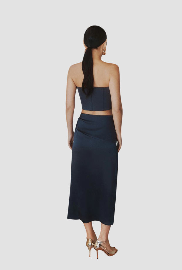 Gonna con piume donna blu aviazione 
