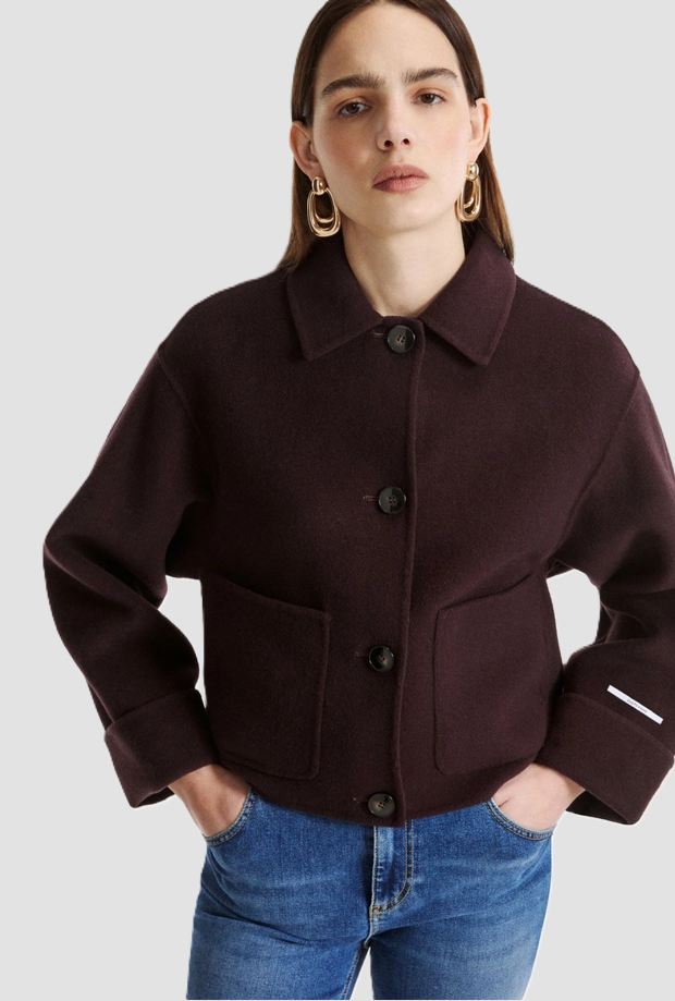 Giacca in lana vergine donna marrone 