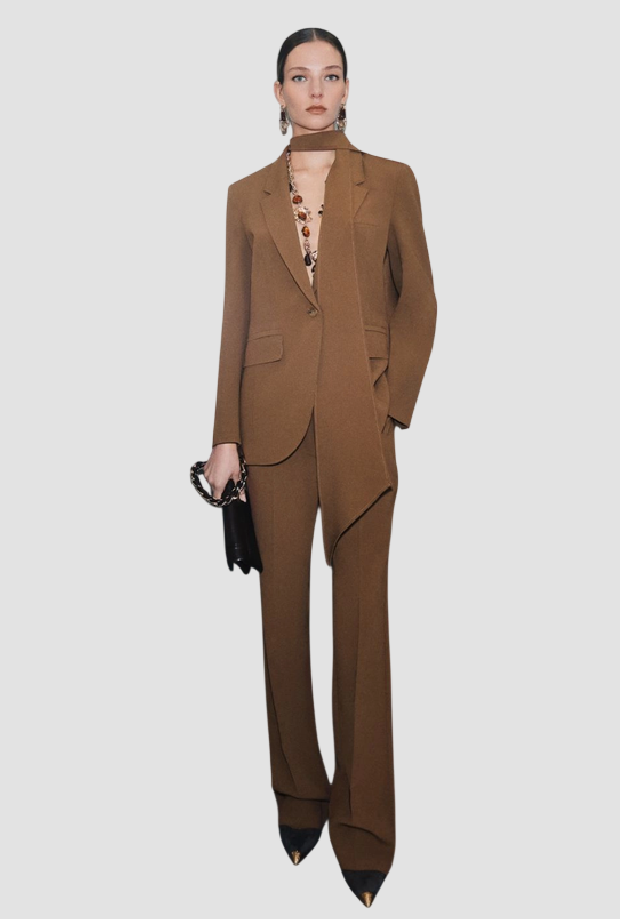Pantalone flare donna cammello 