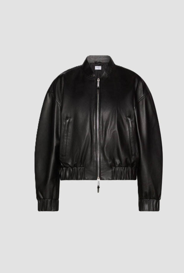Bomber in pelle donna nero 