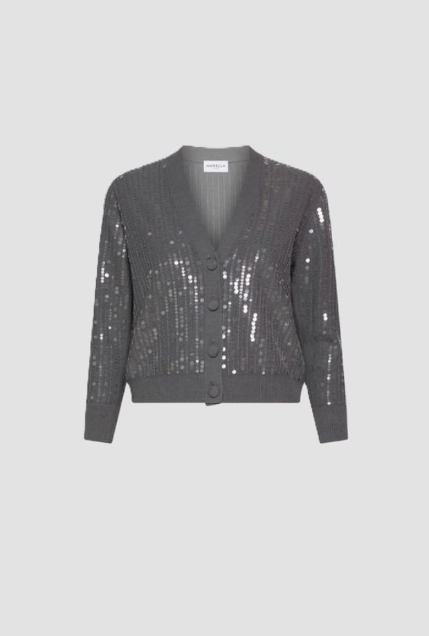 Cardigan con paillettes donna grigio 