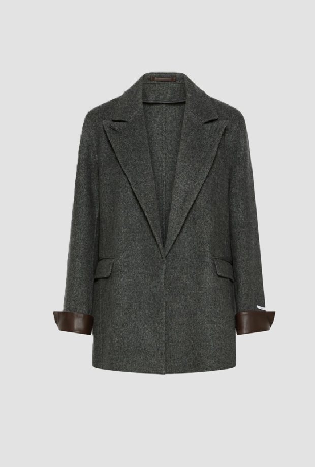 Giacca con dettagli in pelle donna grigio 