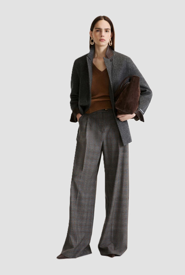 Giacca con dettagli in pelle donna grigio 