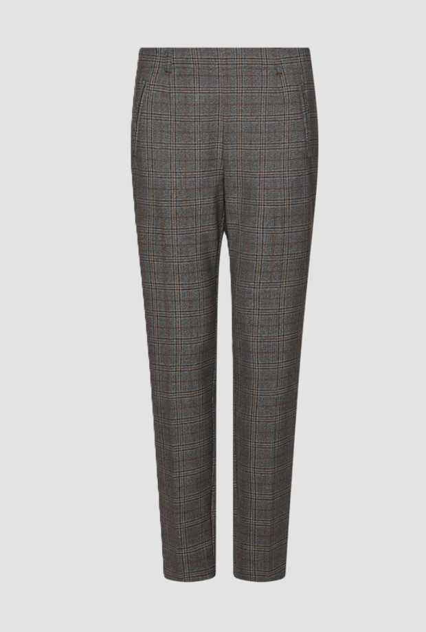 Pantalone slim fit a quadri donna grigio 