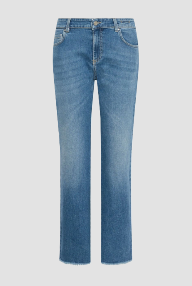 Jeans con fondo sfrangiato donna blu 