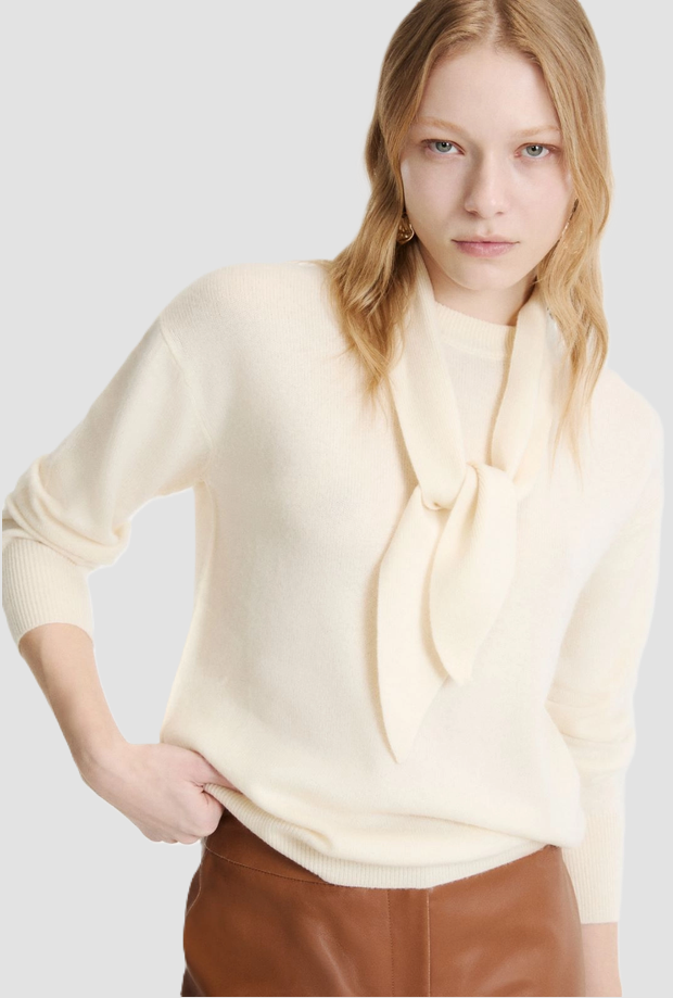 Maglia in misto cashmere donna panna 