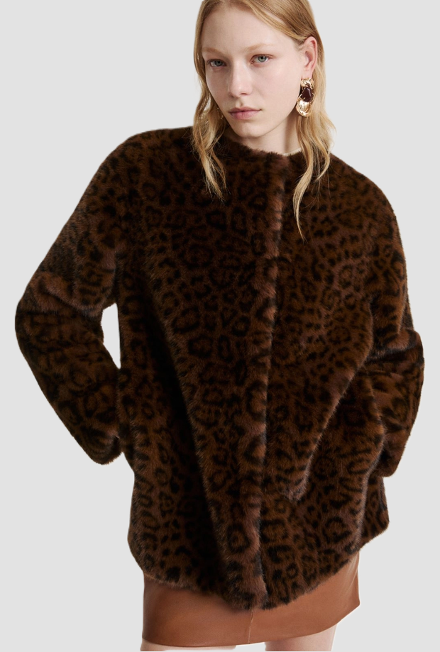 Cappotto in ecopelliccia donna cacao 