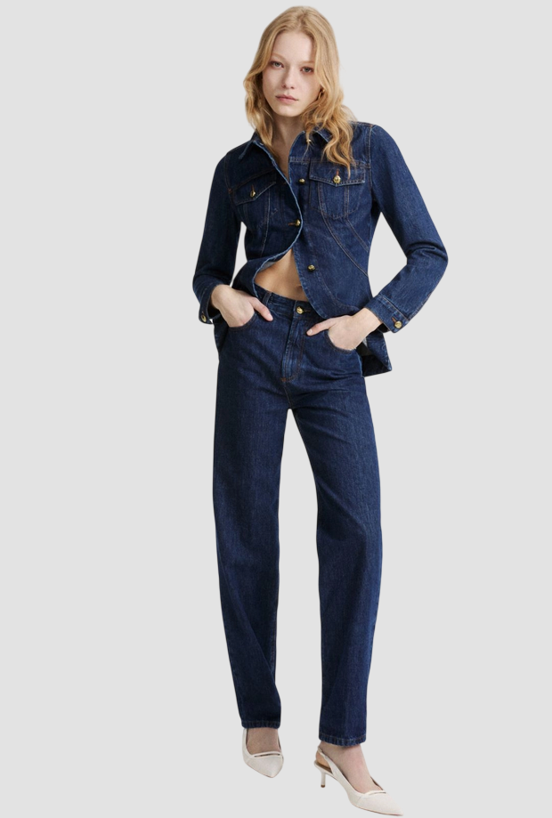 Jeans mom fit donna navy blue 