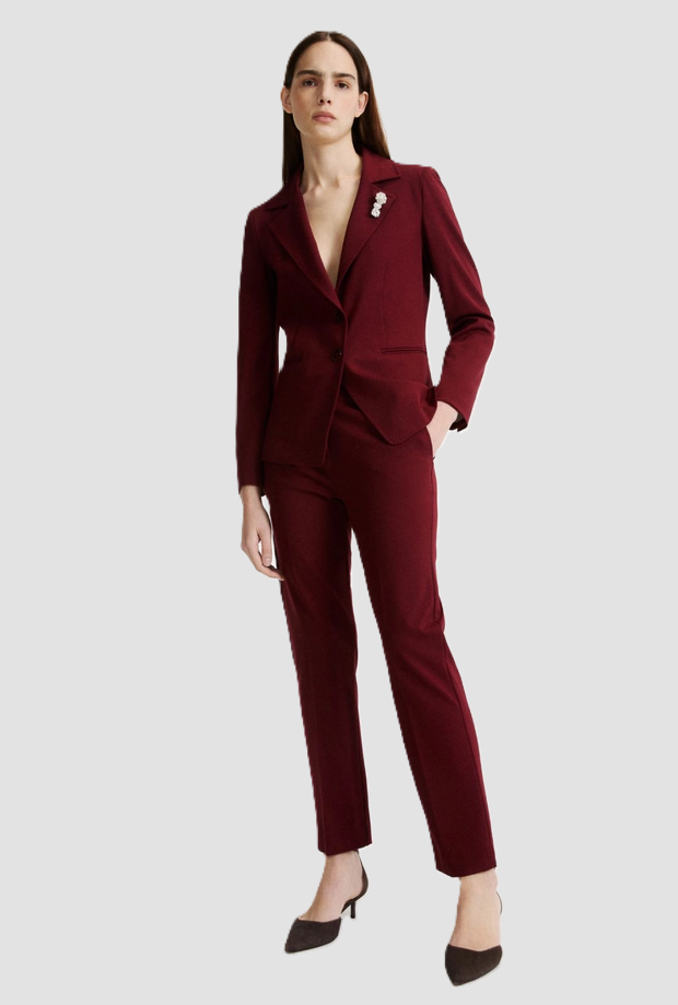 Pantalone slim fit donna bordeaux 