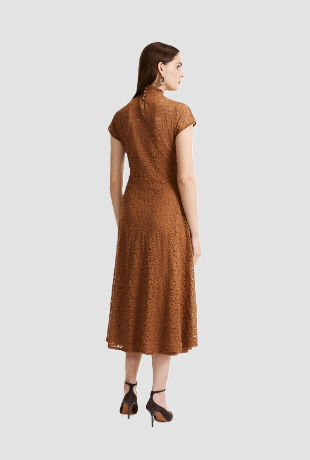 Abito in pizzo donna tabacco 