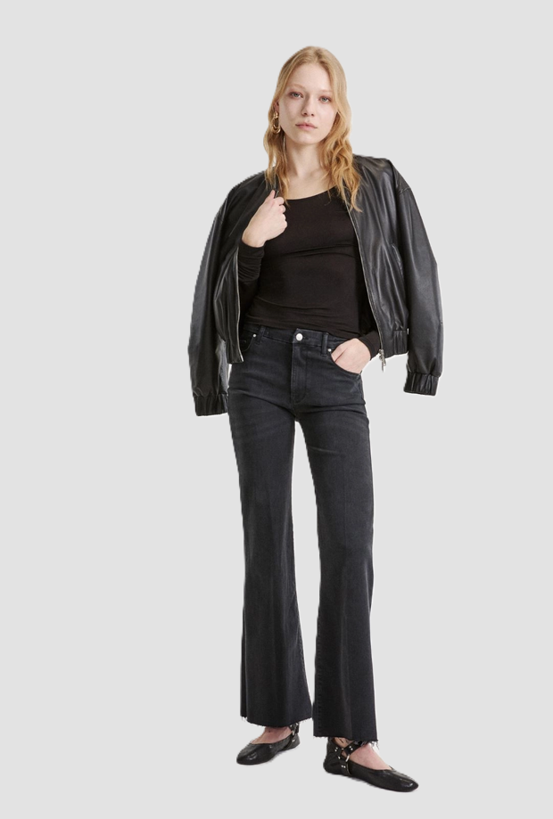 Jeans wide leg donna nero 