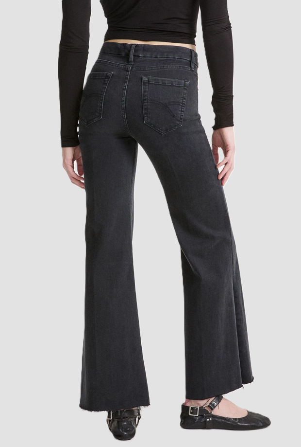 Jeans wide leg donna nero 
