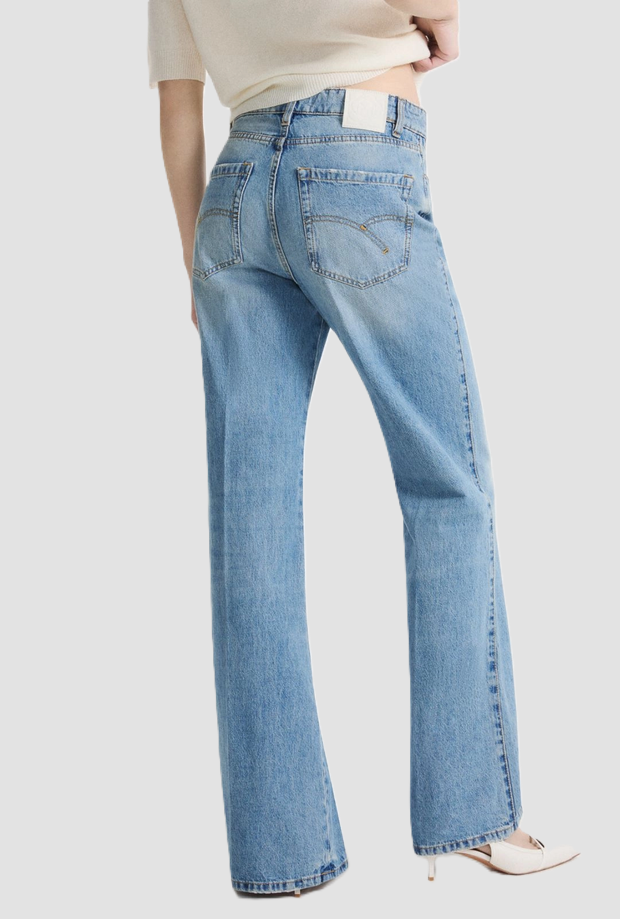 Jeans wide leg con cordoncino donna azzurro 