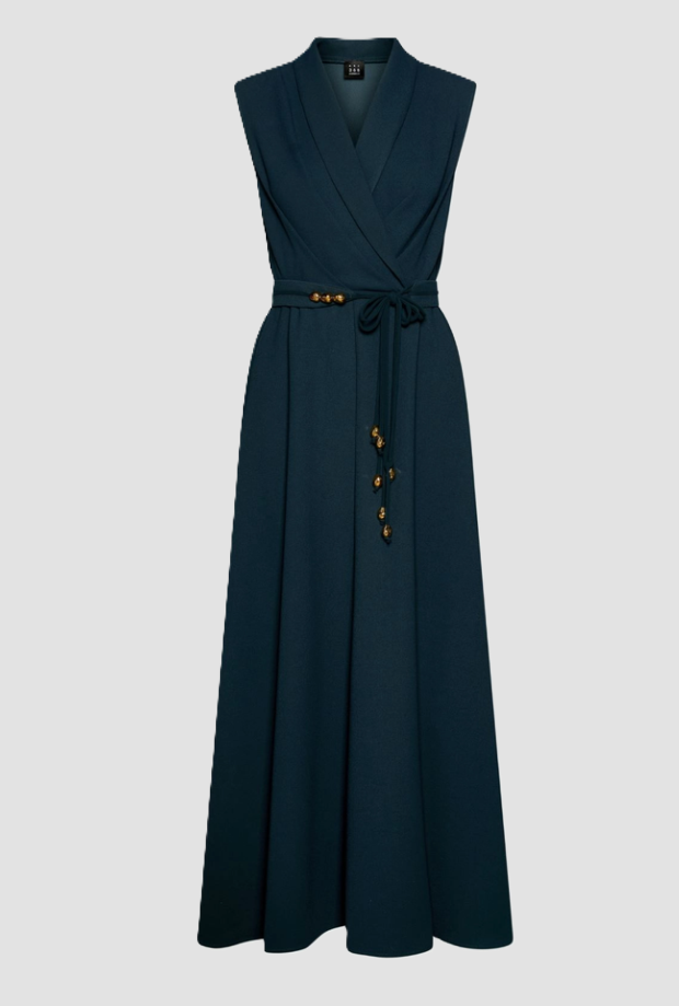 Abito smanicato donna blu pavone 