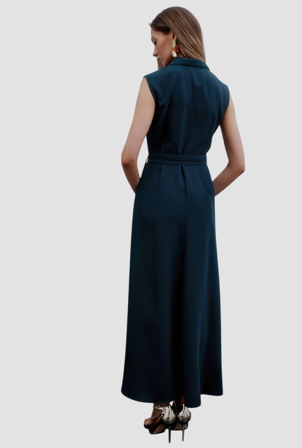 Abito smanicato donna blu pavone 