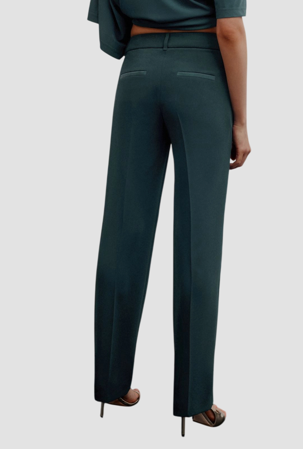 Pantalone a gamba dritta donna blu pavone 