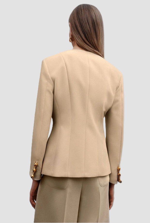Giacca girocolla donna beige 