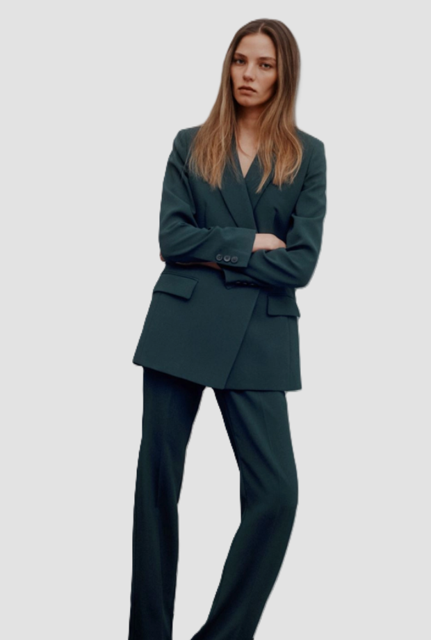 Giacca doppiopetto donna blu pavone 