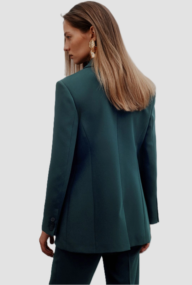 Giacca doppiopetto donna blu pavone 