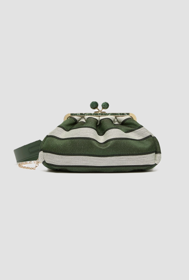 Borsa Pasticcino medium a righe donna verde 