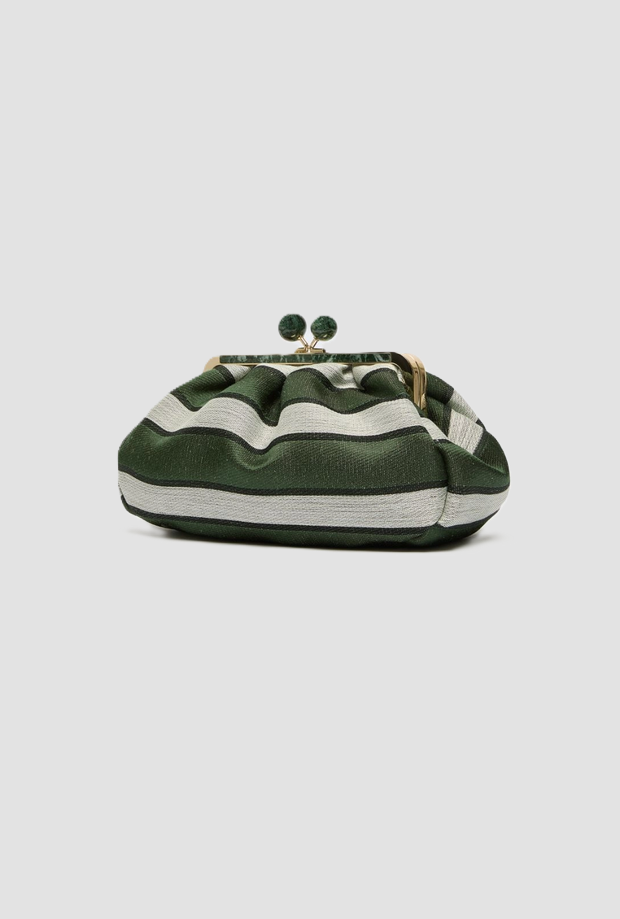 Borsa Pasticcino medium a righe donna verde 